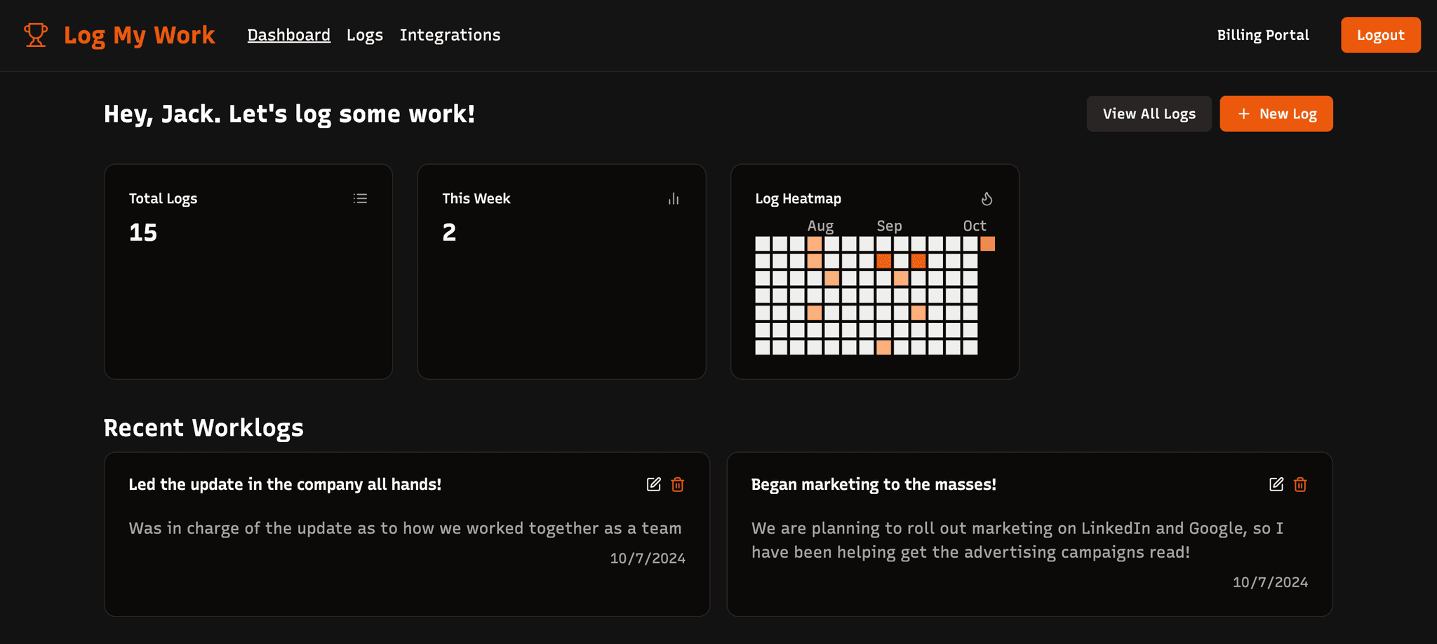 Log My Work Dashboard